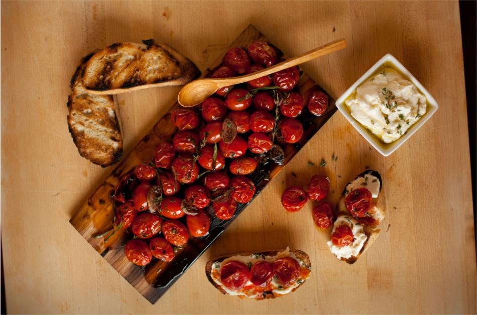 cedar planked cherry tomatoes