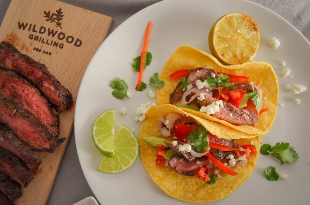 Coffee Rubbed Steak Tacos on Red Oak Grilling Plank