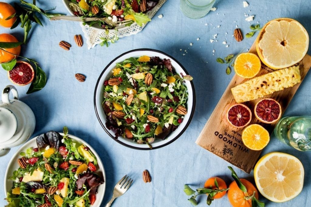 Winter Citrus Salad with Fruit on Red Oak Grilling Plank