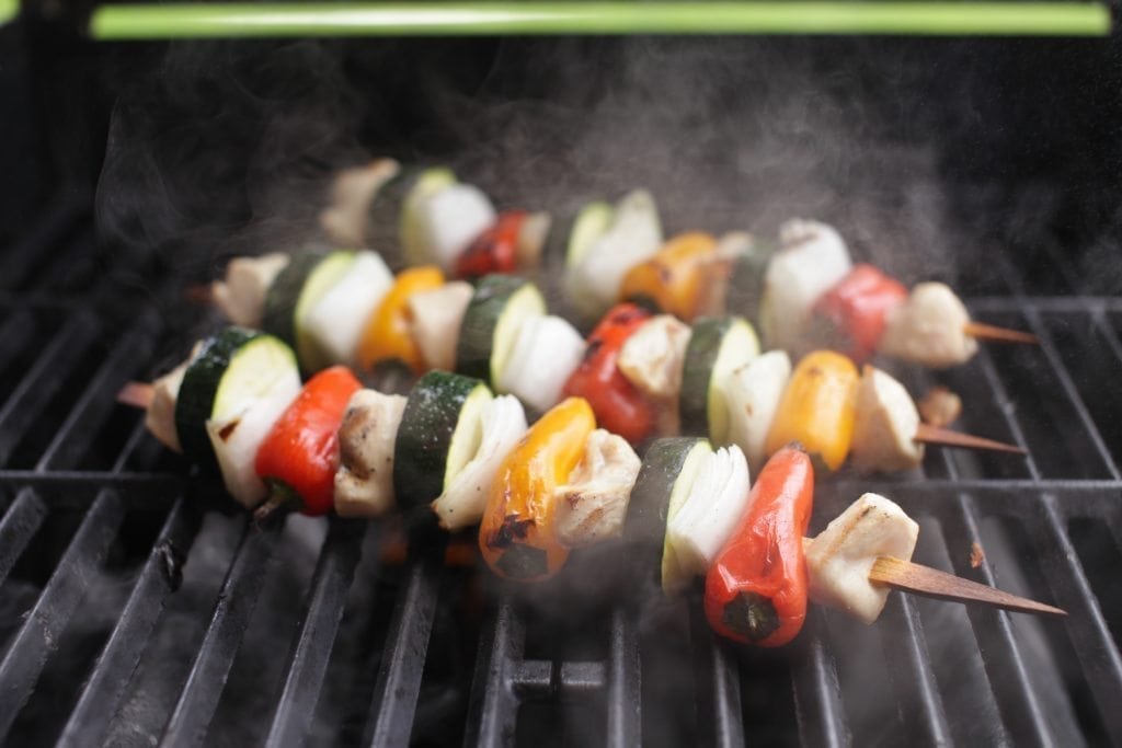 Chicken Kabobs on Flat Cedar Skewer