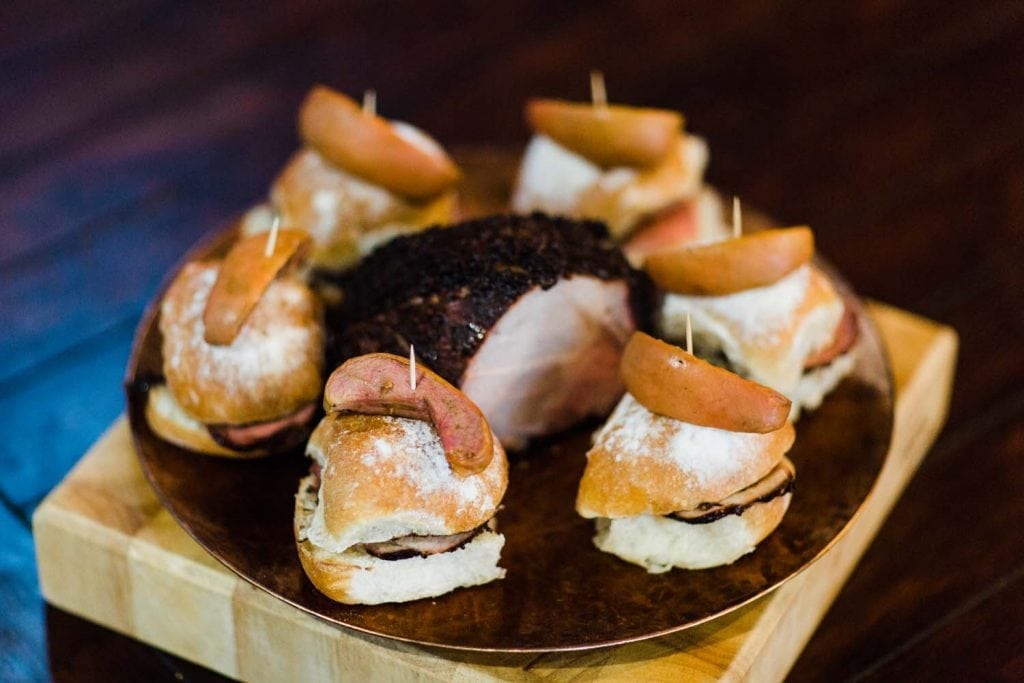 Apple Smoked Pork Shoulder Sliders with Huckleberry BBQ Sauce