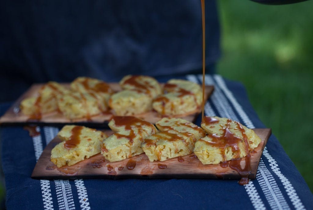 Cherry Planked Grilled Pineapple with Whiskey Caramel Sauce