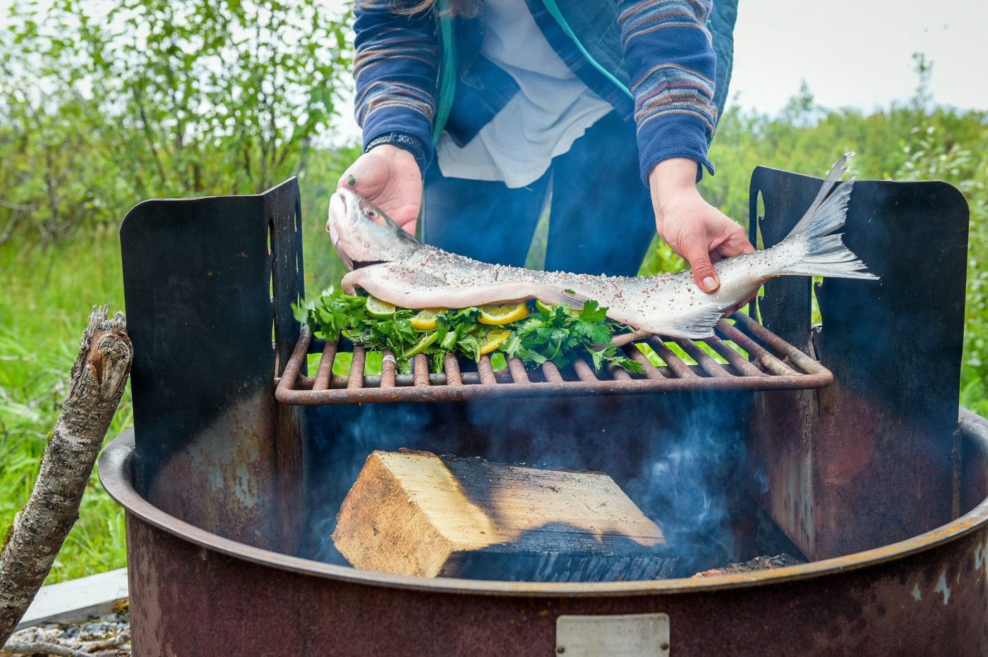 Cooking Salmon on an Open Fire