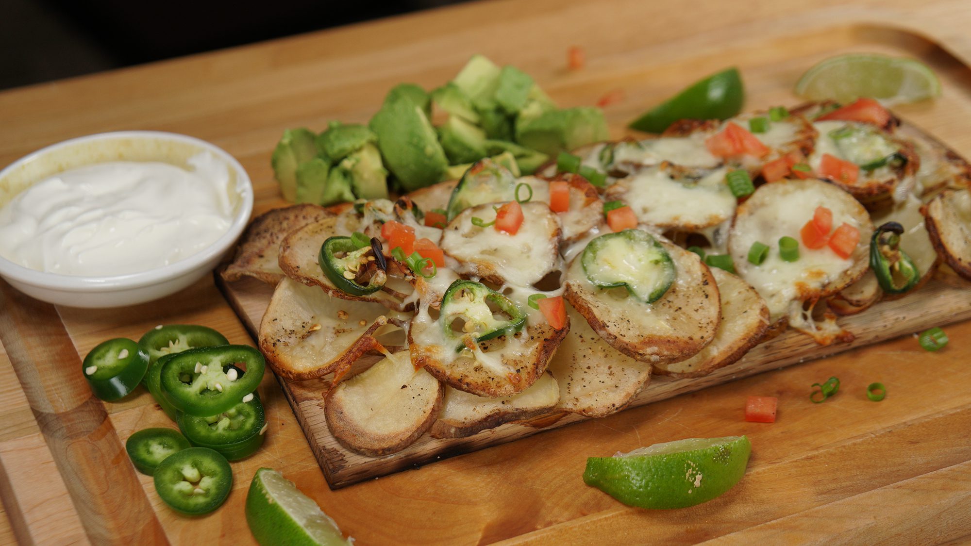 red oak planked Irish nachos