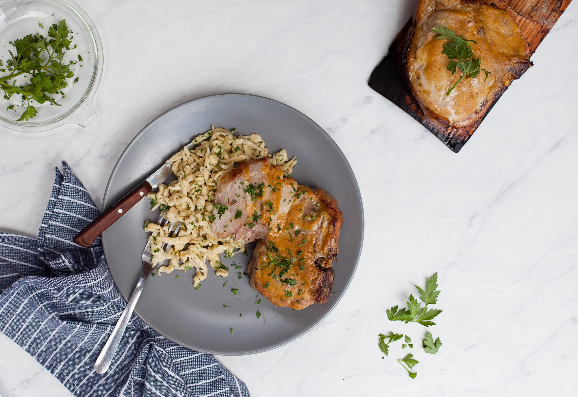 Red Oak Planked Pork Chop