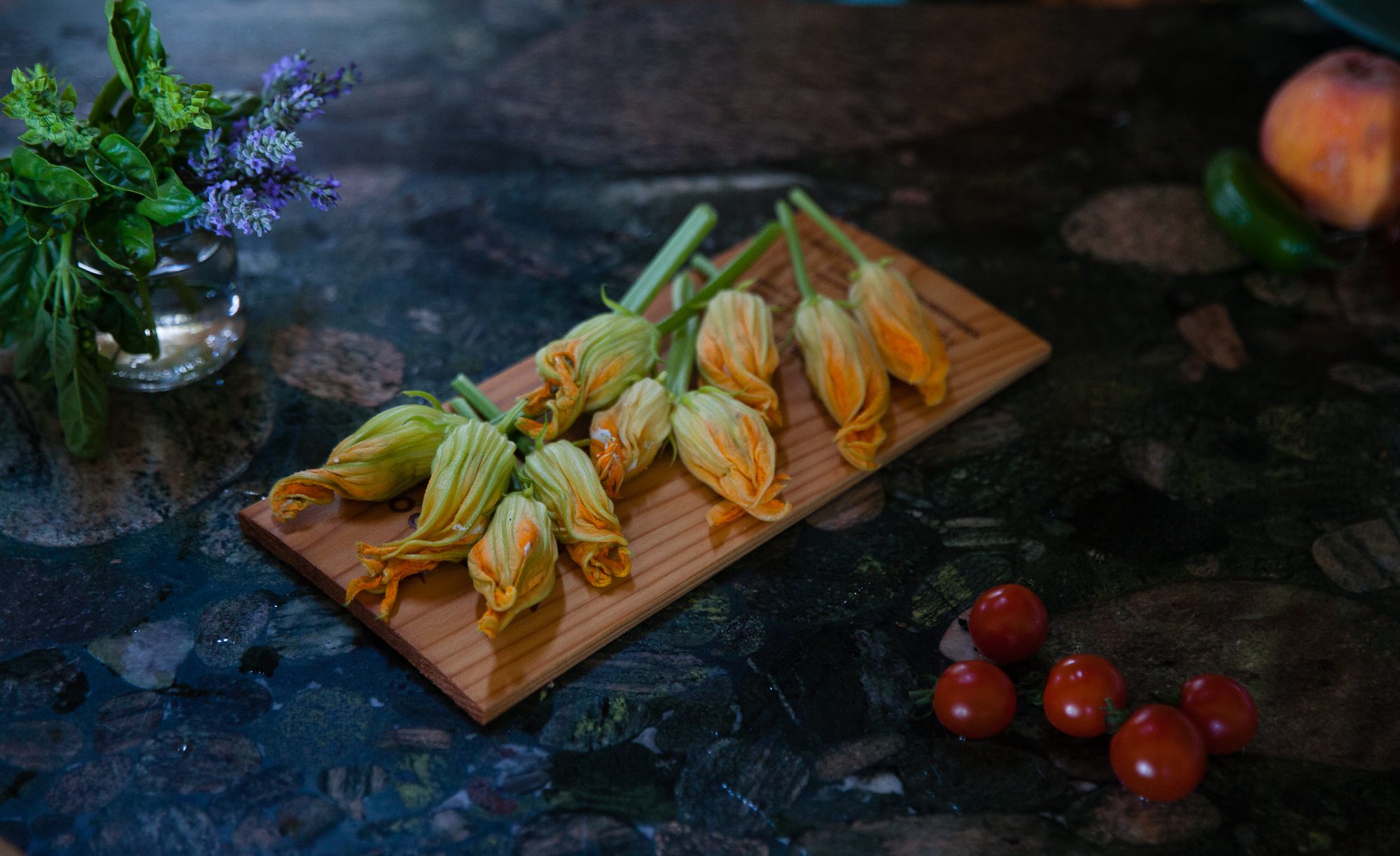 squash blossom herbed ricotta
