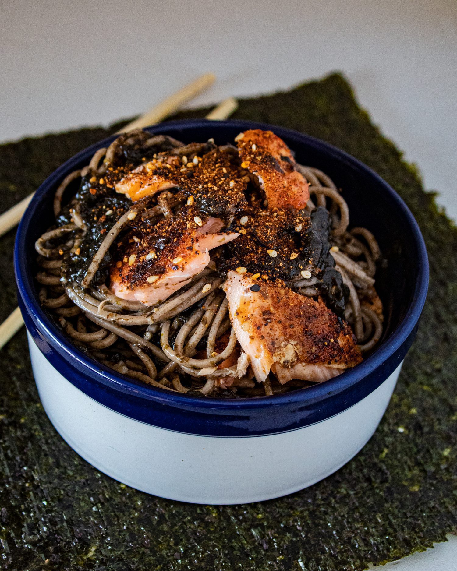 togarashi salmon nori pesto
