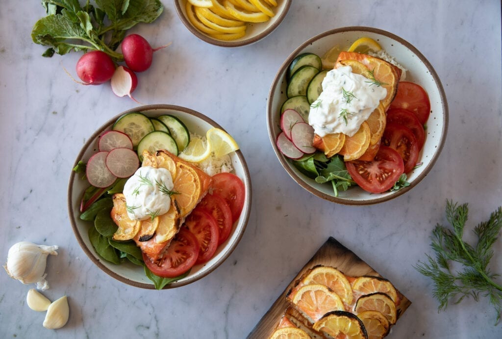 Dinner Grilling Idea: Salmon Tzatsiki Bowl